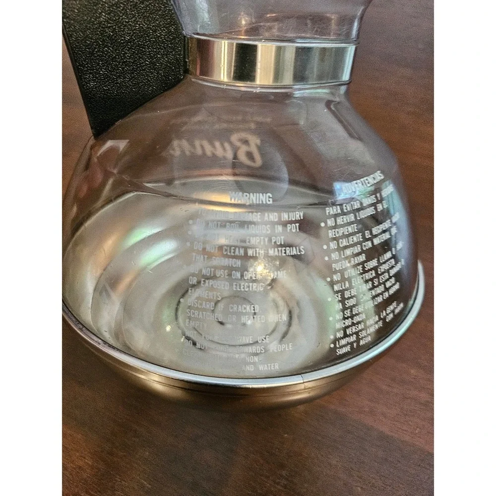 Bunn Coffee Carafe Decanter Stainless Steel Base Clear Plastic Black Handle